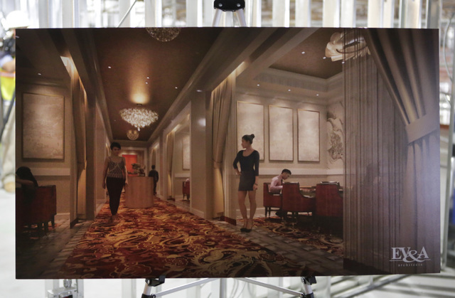 Artist's rendering of the VIP area inside the under-construction of Lucky Dragon hotel-casino is displayed during a tour on at 300 W. Sahara Ave., Thursday, July 7, 2016. Bizuayehu Tesfaye/Las Veg ...