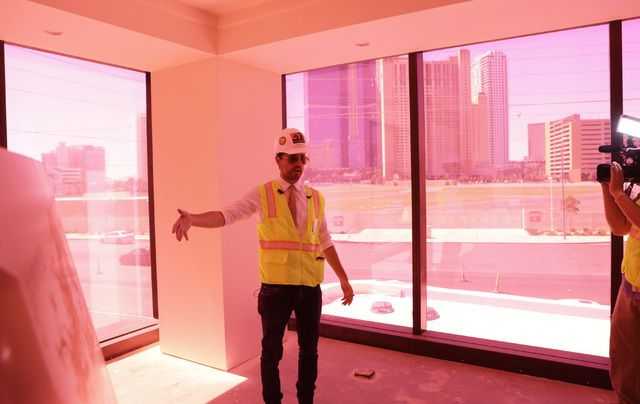 Lucky Dragon COO David Jacoby speaks to the media during a tour of the standard room inside the under-construction of Lucky Dragon hotel-casino at 300 W. Sahara Ave., on Thursday, July 7, 2016. Bi ...