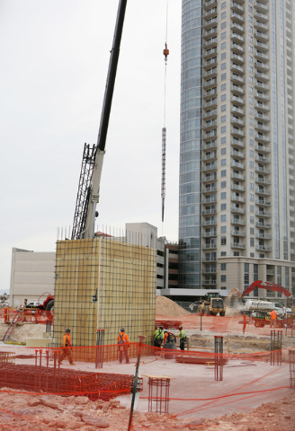 Construction is shown for Lucky Dragon hotel-casino Friday, May 22, 2015, in Las Vegas. The PENTA Building Group broke ground on the site of the boutique Asian-themed resort, located at 300 W. Sah ...
