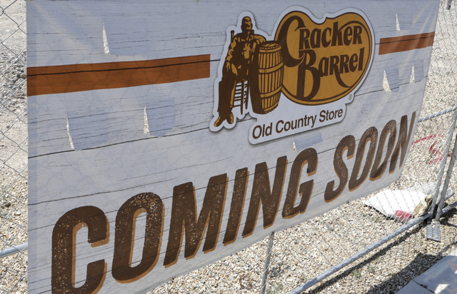 The coming soon sign is shown at the Cracker Barrel construction site at 2815 E. Craig Rd., on Monday, May 23, 2016, in North Las Vegas. Bizuayehu Tesfaye/Las Vegas Review-Journal Follow @bizutesfaye