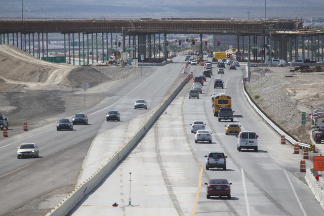 The overpass at Sky Pointe Drive, which is part of the Centennial Bowl project, is seen April 12, 2016, in northwest Las Vegas. (Erik Verduzco/Las Vegas Review-Journal Follow @Erik_Verduzco)