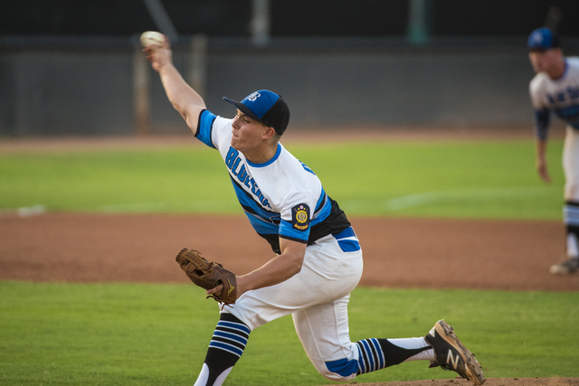 Southern Nevada Blue Sox pitcher Christopher Dornak pitches against the Las Vegas Aces at th ...