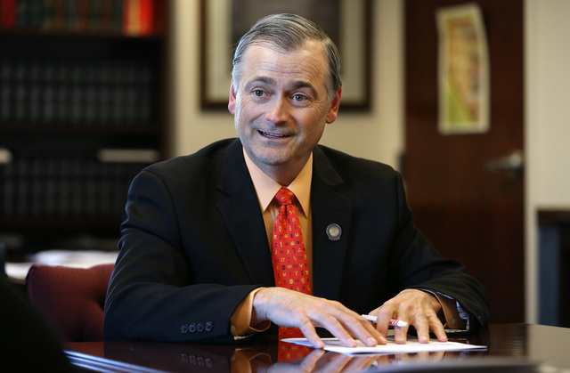 Nevada Sen. James Settelmeyer, R-Minden, talks in his office at the Legislative Building in Carson City on Wednesday, May 26, 2015. (Cathleen Allison/Las Vegas Review-Journal)