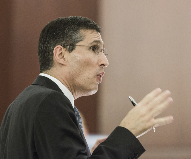 Attorney Tim Keller, representing families against Nevadaճ Education Savings Account Program, speaks during oral arguments in front of the Nevada Supreme Court on Friday, July 29, 2016,. Jef ...