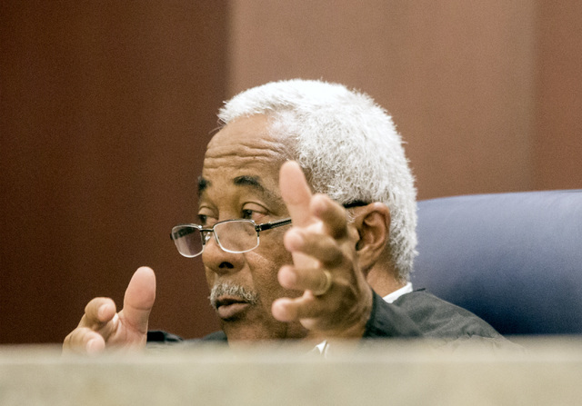Justice Michael L. Douglas asks a question during school choice oral arguments at the Nevada Supreme Court on Friday, July 29, 2016. Jeff Scheid/Las Vegas Review-Journal Follow @jeffscheid