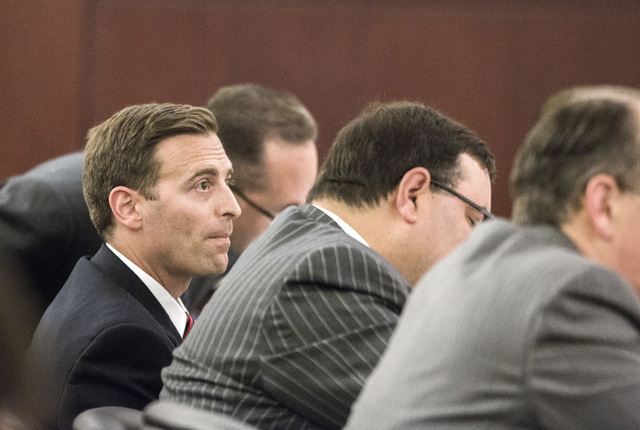 Nevada Attorney General Adam Laxalt, second from right, listens to oral arguments involving school choice Friday, July 29, 2016, in front of Nevada Supreme Court. Jeff Scheid/Las Vegas Review-Jour ...