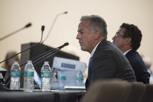 Clark County Sheriff Joseph Lombardo speaks to the Southern Nevada Tourism Infrastructure Committee at the UNLV Stan Fulton - International Gaming Institute building in Las Vegas on Thursday, July ...