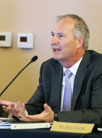 Southern Nevada Tourism Infrastructure Committee Chairman Steve Hill leads a meeting of the SNTIC at Stan Fulton Building Monday, July 11, 2016, in Las Vegas. (Ronda Churchill/Las Vegas Review-Jou ...