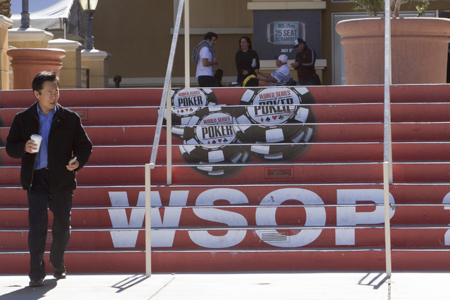 A man is seen at the World Series of Poker entrance during Day 4 of the Main Event of the WSOP at the Rio Convention Center in Las Vegas on Friday, July 15, 2016. Richard Brian/Las Vegas Review-Jo ...