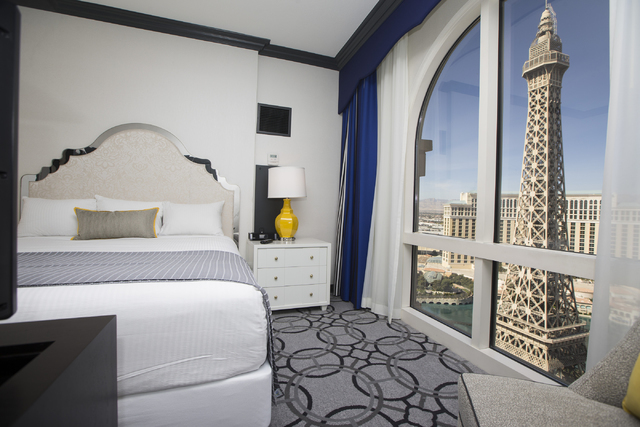 The bedroom view from inside the Marseille suite at the Paris casino-hotel is seen on Wednesday, March 16, 2016, in Las Vegas. Erik Verduzco/Las Vegas Review-Journal Follow @Erik_Verduzco