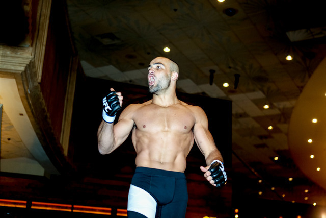 Eddie Alvarez participates in a UFC open workout at the MGM Grand hotel-casino in Las Vegas on Tuesday, July. 5, 2016. (Elizabeth Brumley/Las Vegas Review-Journal) Follow @elipagephoto