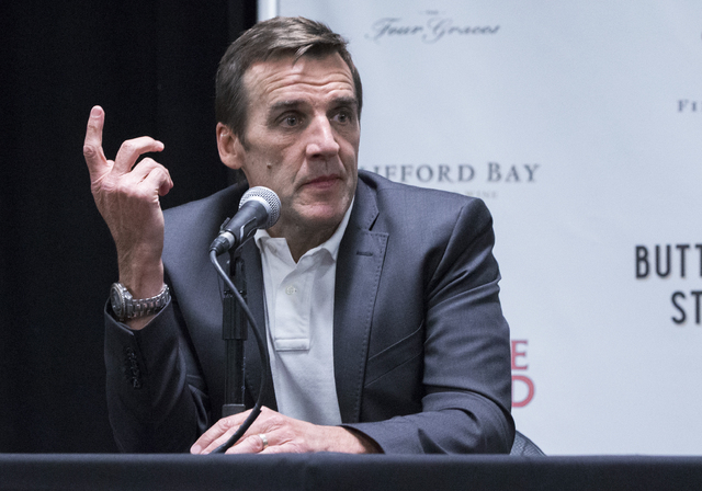 George McPhee, the new general manager of Las Vegas’ NHL expansion team, answers questions at a press conference at T-Mobile Arena on Wednesday, July 13, 2016, in Las Vegas. (Benjamin Hager/Las  ...