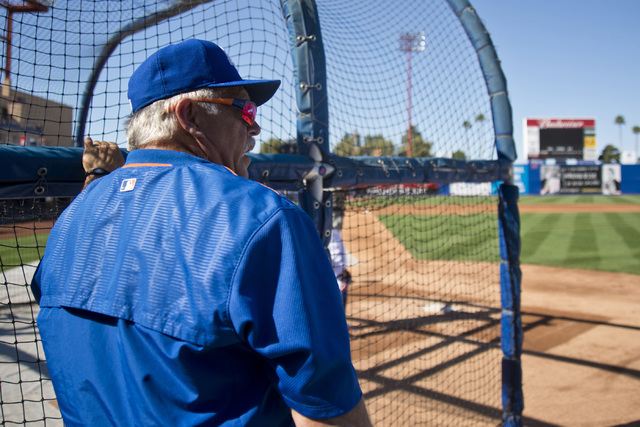 Manager Wally Backman (6) looks out over the field during media day for the Las Vegas 51s at Cashman Field in Las Vegas on April 5, 2016. (Daniel Clark/Las Vegas Review-Journal) Follow @DanJClarkPhoto