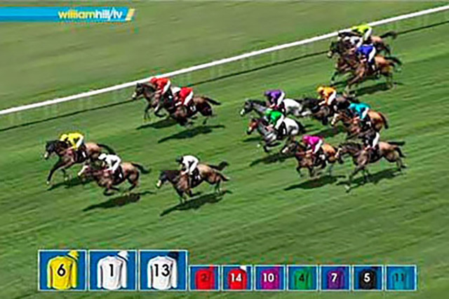 William Hill Virtual Racing, featured in this screen shot, is available to be bet on at two of their locations, in the Plaza and Silver Sevens race books. (Courtesy William Hill Virtual Racing)