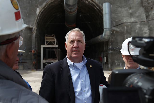 U.S. Rep. John Shimkus, R-Ill, speaks to members of the media after a congressional tour of the Yucca Mountain exploratory tunnel Thursday, April 9, 2015. Sam Morris/Las Vegas Review-Journal