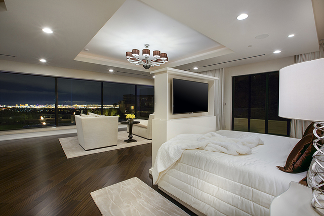 The master bedroom has views of the Las Vegas strip. (Courtesy of Shapiro & Sher Group)