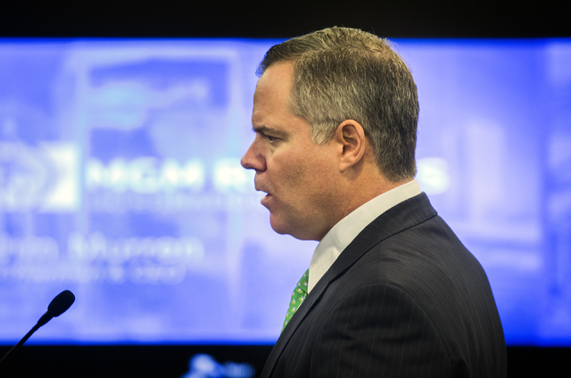 Jim Murren, chairman and CEO of MGM Resorts International, speaks before the Nevada Gaming Commission on Thursday, March 17, 2016. (Jeff Scheid/Las Vegas Review-Journal) Follow @jlscheid