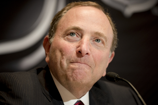 National Hockey League (NHL)  Commissioner Gary Bettman announces the league's expansion to Las Vegas in a news conference held at the Encore at Wynn Las Vegas on Wednesday, June 22, 2016. (Mark D ...