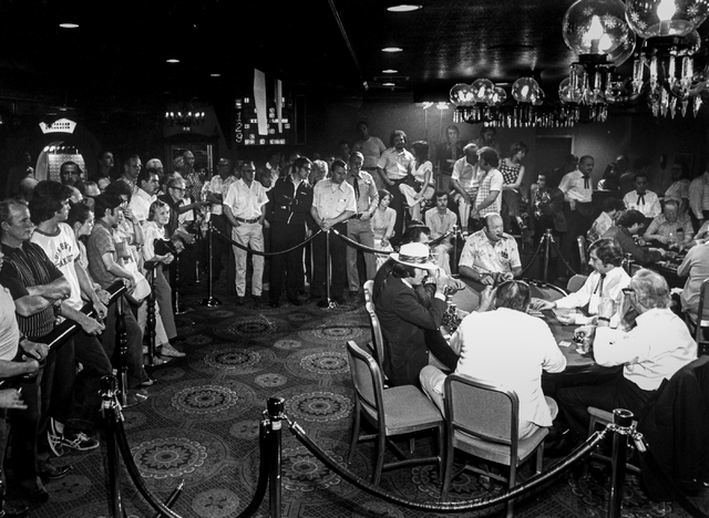 The World Series of Poker at Binion's Horseshoe in Las Vegas is shown in this Las Vegas News Bureau file photo from May 18, 1974. Photo/Las Vegas News Bureau