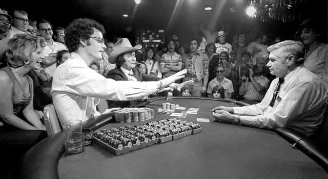 1978 World Series of Poker winner Bobby Baldwin, left, is seen at Binion's Horseshoe in this Las Vegas News Bureau file photo from May 16, 1978. Photo/Las Vegas News Bureau