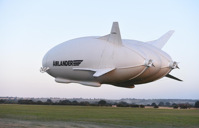 This Aug. 17, 2016, file photo shows the Airlander 10 during its maiden flight at Cardington airfield in England. The Airlander 10 crashed during its second test flight in Wednesday Aug. 24, 2016, ...
