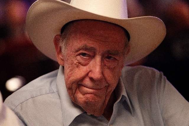 Poker icon Doyle Brunson plays during the third day of the World Series of Poker Main Event at the Rio Convention Center.  (Review-Journal File)