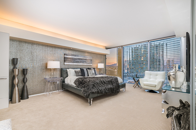 One of the three bedrooms in the Veer Towers combo unit. (Courtesy)