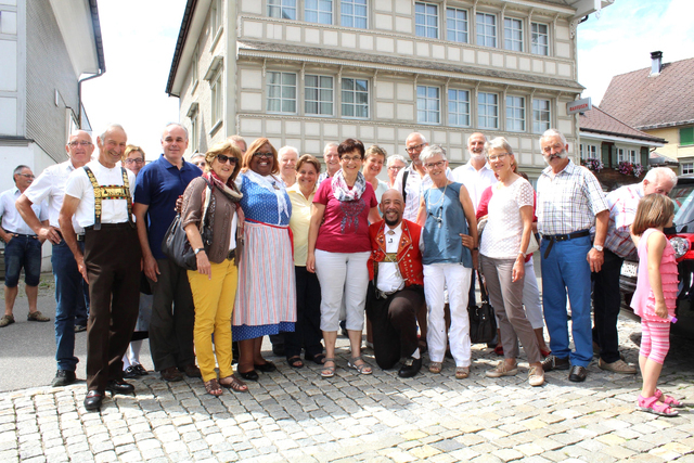 After the Sunday concert in Switzerland in July 2016, James R. Smith and Denise Robinson and the choir met with some of the townspeople who had attended the concert. James Smith/Special to View