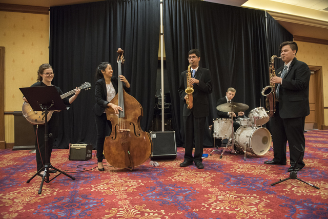 The Las Vegas Academy Jazz Ensemble perform during a Clark County School District event to launch the 2016-17 academic year at the South Point hotel-casino in Las Vegas on Wednesday, Aug. 17. 2016 ...
