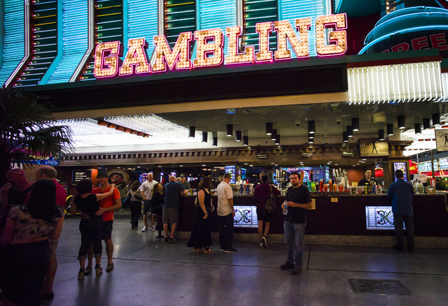 The exterior of Binion's hotel-casino is shown along the Fremont Street Experience in downtown Las Vegas on Wednesday, Aug. 10, 2016. Chase Stevens/Las Vegas Review-Journal Follow @csstevensphoto