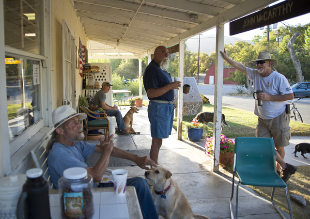 An "Old Timers Club" of local residents meets in front of the Village Market and Mercantile in the town of Blue Diamond on Wednesday, Aug. 10, 2016. (Daniel Clark/Las Vegas Review-Journal) Follow  ...