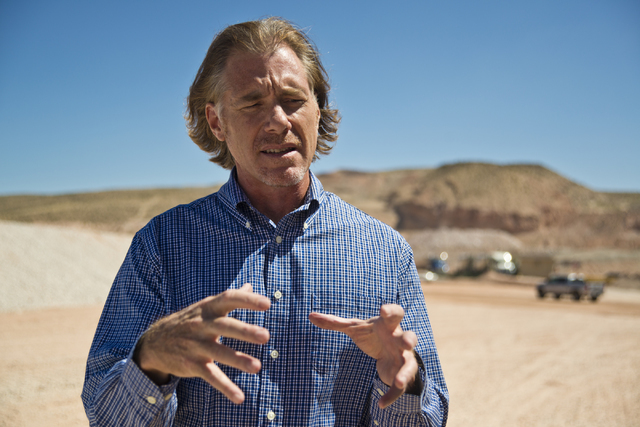 Ron Krater describes a proposed community during a tour of the site inside the Blue Diamond Hill Gypsum mine near the town of Blue Diamond on Thursday, Aug. 11, 2016. (Daniel Clark/Las Vegas Revie ...