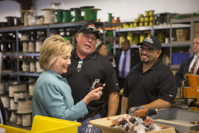 Democratic presidential nominee Hillary Clinton tours Mojave Electric on Thursday, Aug. 4, 2016, in Las Vegas. Erik Verduzco/Las Vegas Review-Journal Follow @Erik_Verduzco