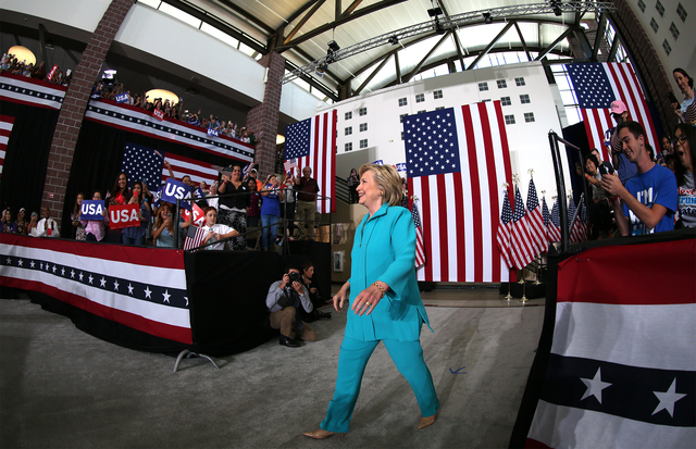 Democratic presidential candidate Hillary Clinton stumps at Truckee Meadows Community College in Reno, Nev., Thursday, Aug. 25, 2016. Cathleen Allison/Las Vegas Review-Journal