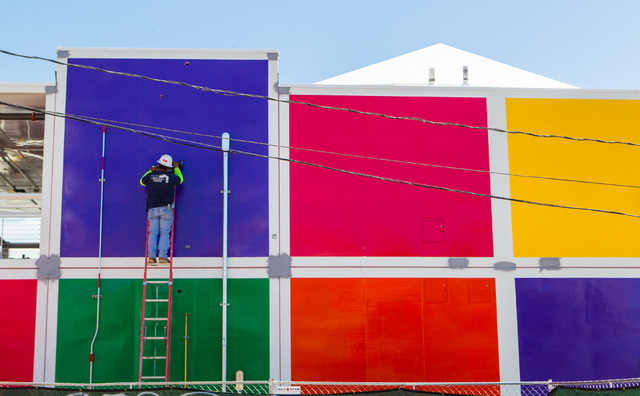 Construction progresses on Pawn Plaza, a Container Park-inspired restaurant and retail shopping complex planned by Rick Harrison of "Pawn Stars," in downtown Las Vegas on Wednesday, June 17, 2015. ...