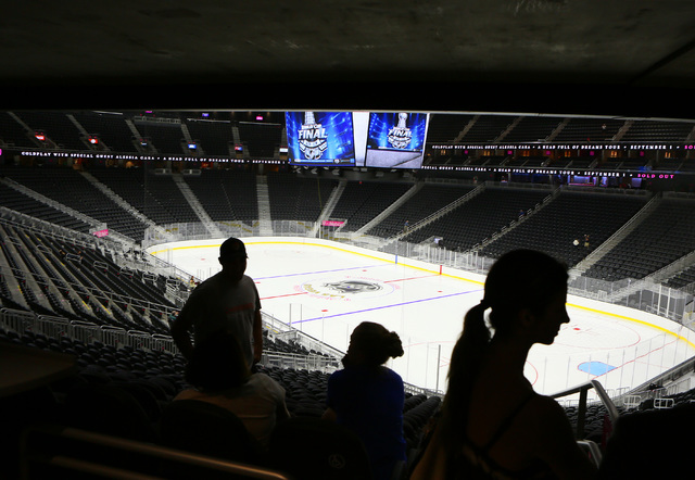 People attend an open house for prospective 2017 Vegas NHL hockey season ticket holders at T-Mobile Arena Monday, Aug. 1, 2016, in Las Vegas. (Ronda Churchill/Las Vegas Review-Journal)