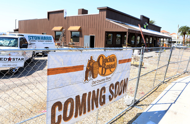 Construction is under way on Cracker Barrel store on 2815 E. Craig Road on Wednesday, Aug. 24, 2015, in North Las Vegas. Bizuayehu Tesfaye/Las Vegas Review-Journal Follow @bizutesfaye