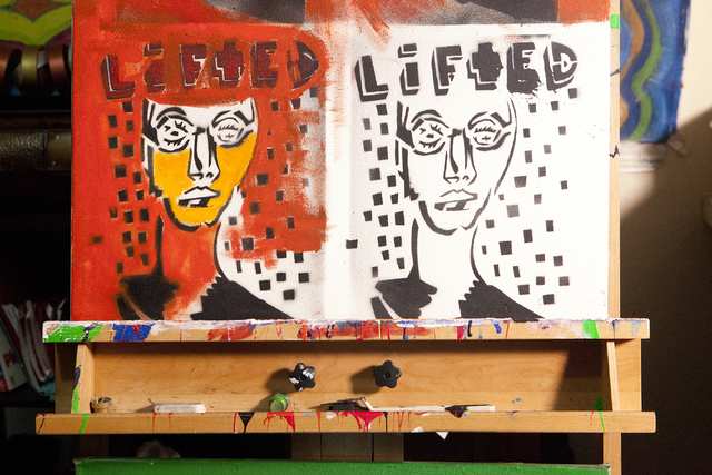 Part of artist Dave Dave's "Lifted" painting series is seen at his Las Vegas apartment June 20. (Loren Townsley/View) Follow @lorentownsley on Twitter