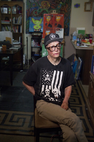 Artist Dave Dave talks about his "Lifted" painting series at his Las Vegas apartment June 20. (Loren Townsley/View) Follow @lorentownsley on Twitter