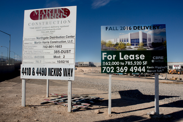 Fanatics Inc. plans to use the 1 million-square-foot distribution center under construction just southwest of the Interstate 15 and 215 Beltway in North Las Vegas. Elizabeth Brumely/Las Vegas Revi ...
