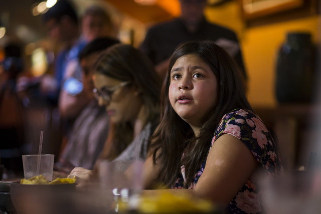 Ten-year-old Yovanna Ozuna, whose parents are undocumented, speaks during a lunch with U.S. Senate Democratic candidate Catherine Cortez Masto, not pictured, at Lindo Michoacan in Las Vegas on Wed ...