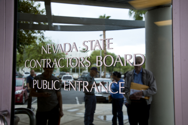 People wait outside before a meeting of the Nevada State Contractors Board at their offices in Henderson on Thursday, Aug. 4, 2016. Daniel Clark/Las Vegas Review-Journal Follow @DanJClarkPhoto