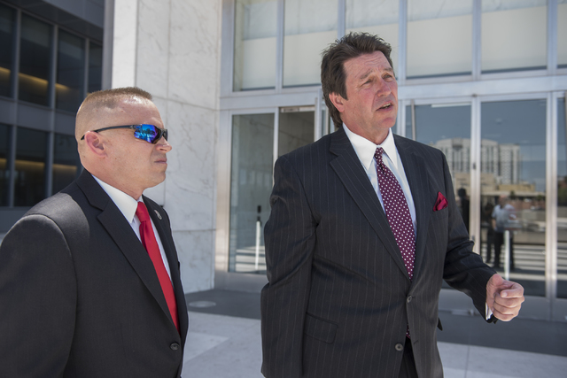 James Lescinsky, left, and his attorney Jack Campbell, are seen outside the Lloyd George U.S. Courthouse in Las Vegas on Monday, Aug. 8, 2016. (Martin S. Fuentes/Las Vegas Review-Journal)