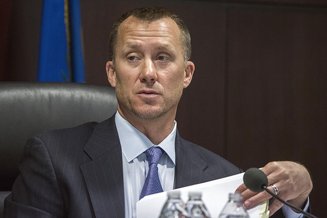 Gaming Control Board chairman A.G. Burnett speaks during the Genting Group licensing hearing on Wednesday, May 4, 2016. ( Jeff Scheid/Las Vegas Review-Journal) Follow @jlscheid