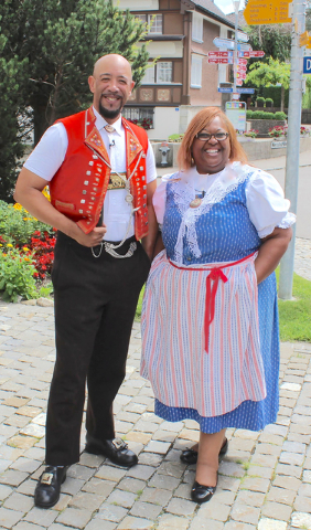 James Smith and Denise Robinson dressed for a yodel concert in Switzerland in July 2016. James Smith/Special to View