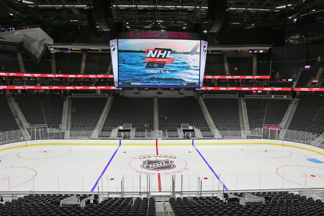 Center ice is shown during an open house for prospective 2017 Vegas NHL hockey season ticket holders at T-Mobile Arena Monday, Aug. 1, 2016, in Las Vegas. (Ronda Churchill/Las Vegas Review-Journal)