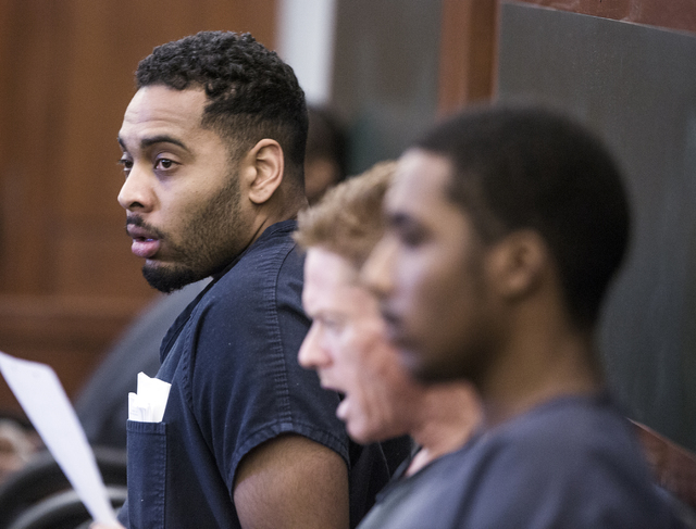 London Lacy, a former football player at the University of California, Davis, appears at Las Vegas Justice Court on Friday, Aug. 5, 2016. Lacy is charged in near fatal beating at a Strip resort. ( ...