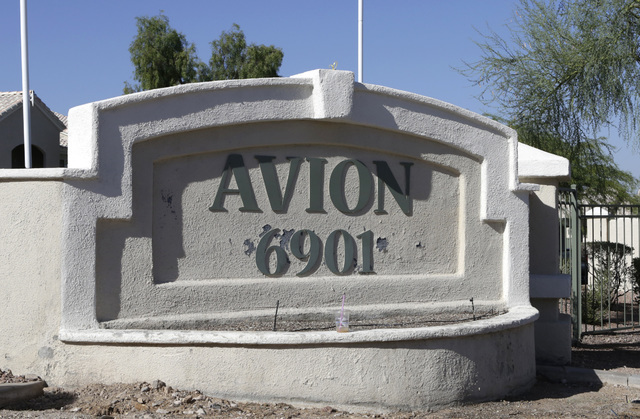 Avion apartment complex on 6901 E. Lake Mead Blvd., near Hollywood Boulevard, is seen on Tuesday, Aug. 9, 2016. A man was found inside an apartment near the complex pool area with multiple gunshot ...