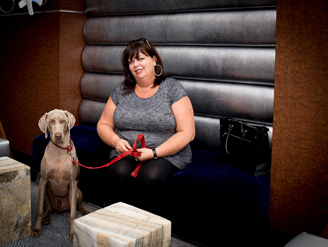 Christine Carlson and Lord Fitzgerald — Fitz — her 15-month-old Weimaraner at The Ogden.