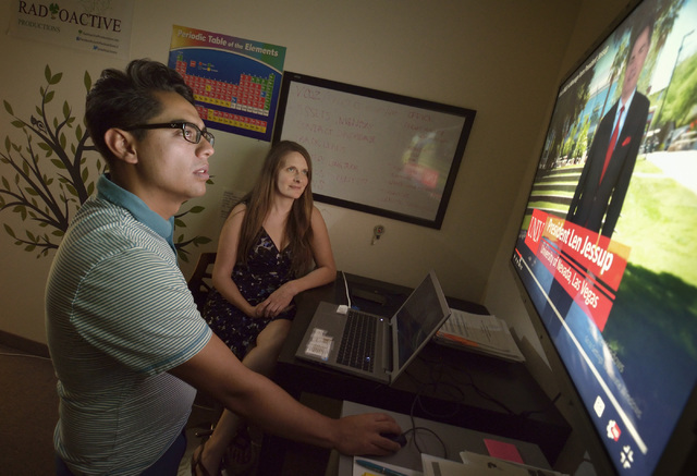 Enrique Villar, president of Radioactive Productions, left, and Lora Hendrickson, vice president, are shown at work in their offices in Las Vegas on Tuesday, Aug. 16, 2016. (Bill Hughes/Las Vegas ...